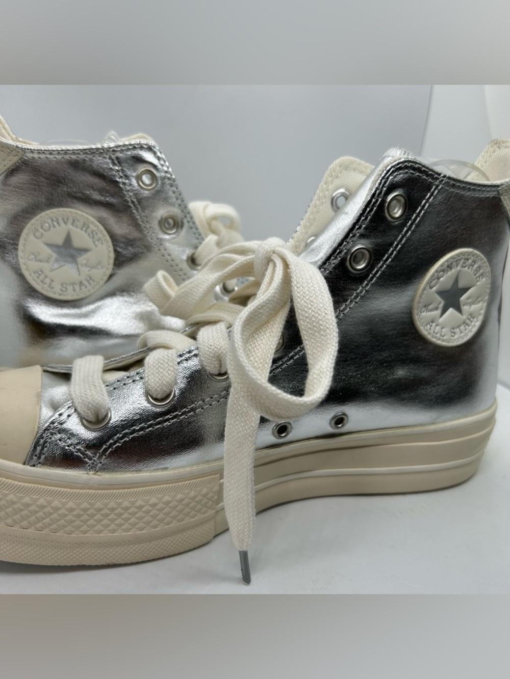 Chuck Taylor® All Star® Lift Metallic High Top Platform Sneaker (Womens) Sz 9 - Picture 9 of 10